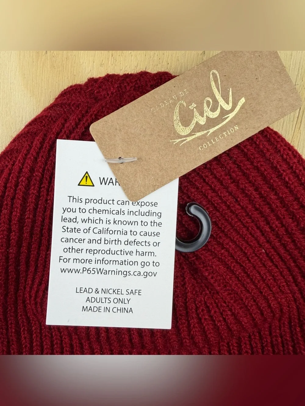 ⁠Cadeau de Ciel Women Winter Beanie Hat Ribbed Knit Cuffed Lot Purple Burgundy⁠